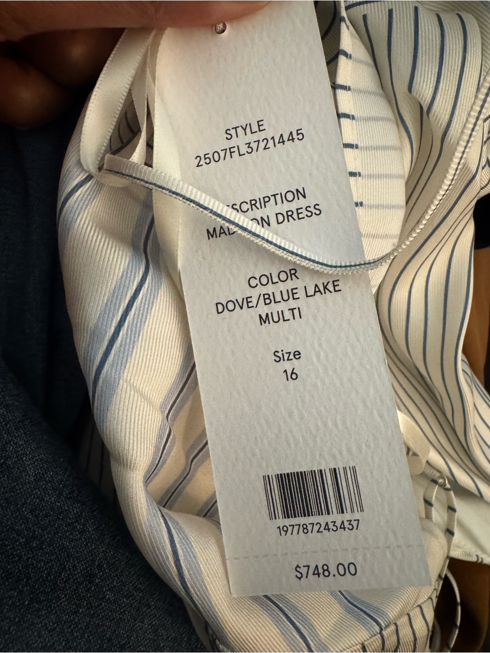 Veronica Beard Madison Dress Cream and Light Blue Striped Slip Maxi Dress NEW 16 - Picture 2 of 8